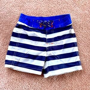 Jcrew crew cuts boys Blue and White Striped Swim Shorts